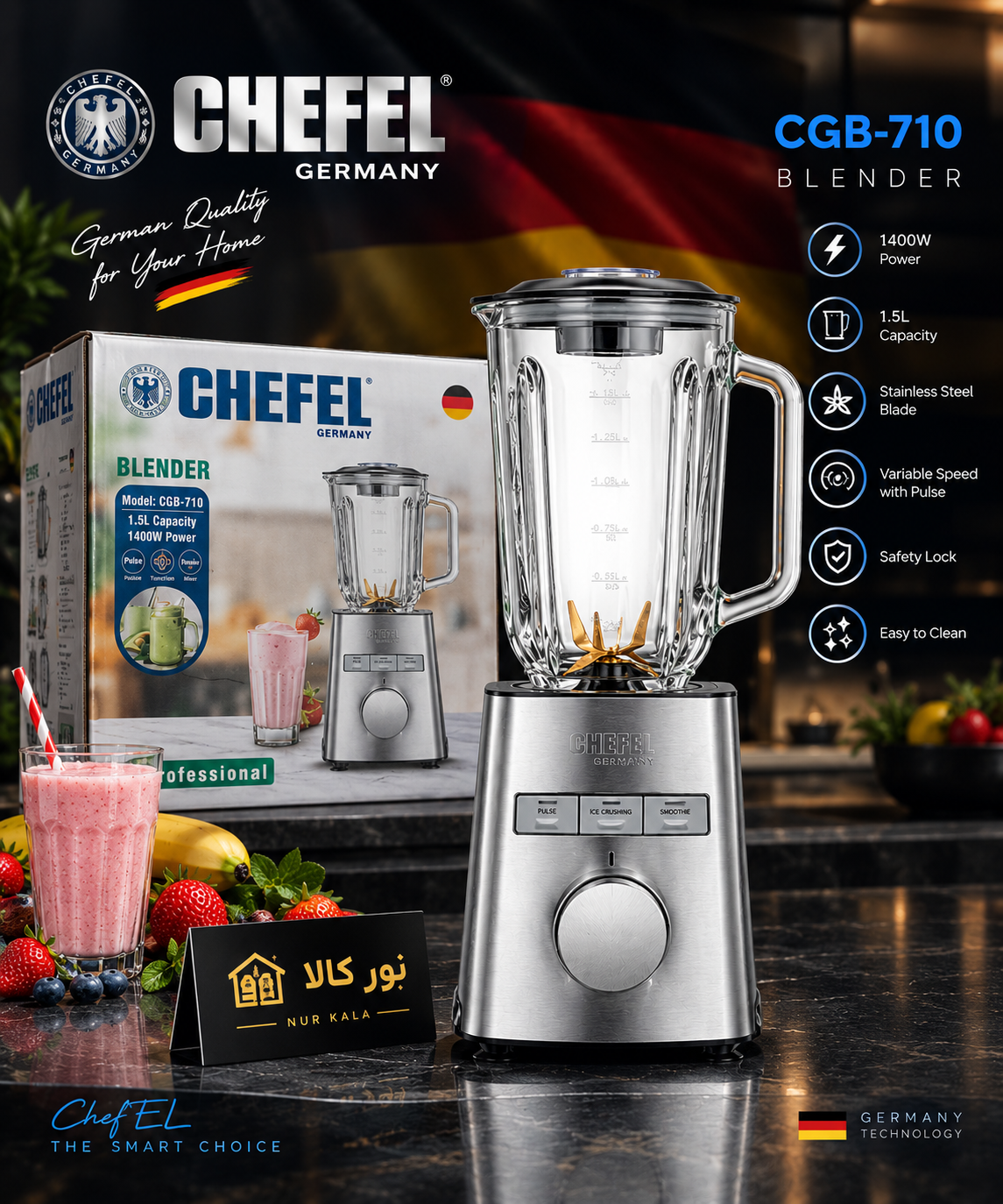 مخلوط کن چفل مدل CGB-710 ظرفیت ۱۴۰۰ وات